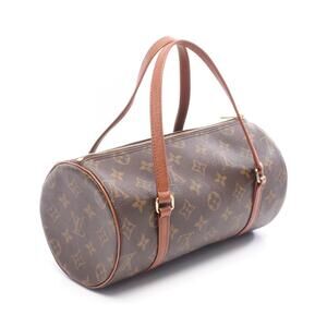 Louis Vuitton Canvas Monogram Handbag Papillon Leather Brown
